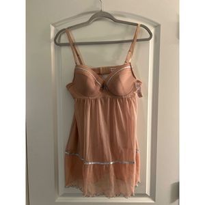 Sophie B Lingerie Beautiful Tan & Baby Blue Sz L NWT